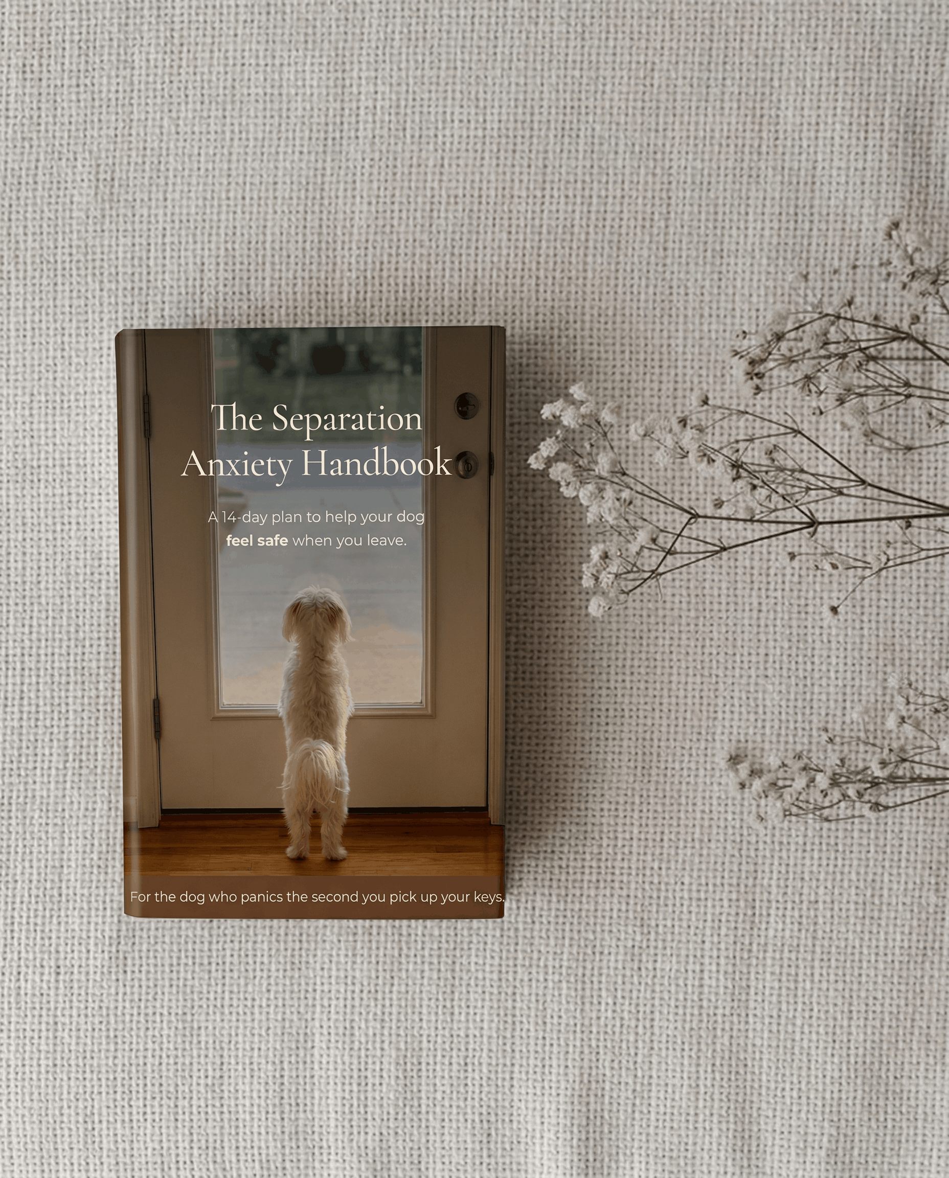 The handbook lying open on linen, soft natural light.